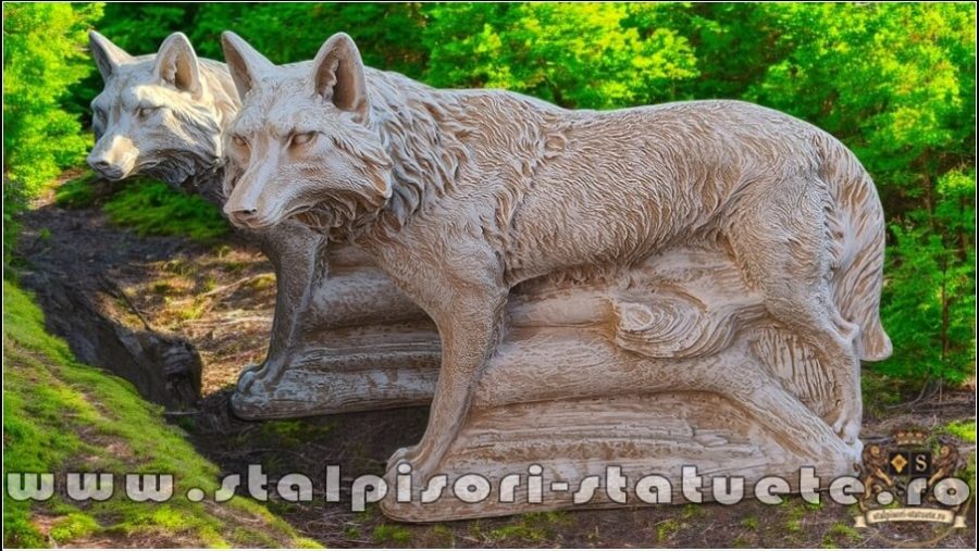 Statuetă animal lup, galben antichizat, model S78. (2)