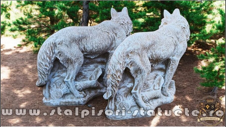 Statuetă animal lup, galben antichizat, model S78. (4)