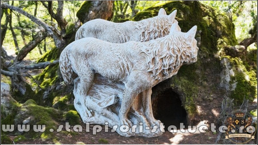 Statuetă animal lup, galben antichizat, model S78. (5)