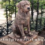 Statuetă câine rottweiler, arămiu patinat, model S12.