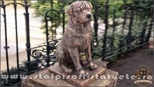 Statuetă câine rottweiler, arămiu patinat, model S12.