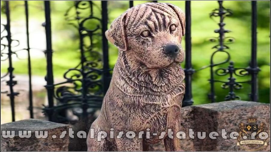 Statuetă câine rottweiler, arămiu patinat, model S12. (1)