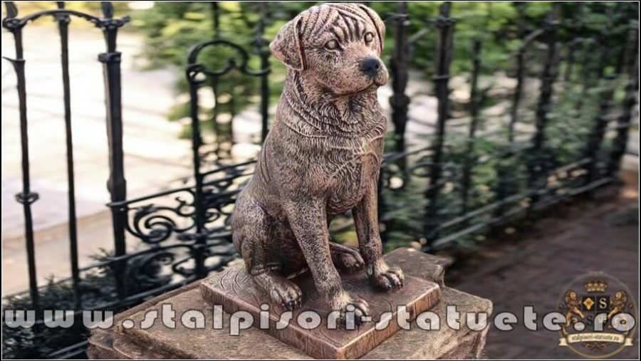 Statuetă câine rottweiler, arămiu patinat, model S12. (2)