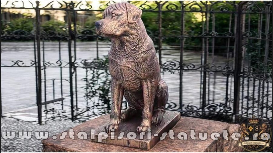 Statuetă câine rottweiler, arămiu patinat, model S12. (3)