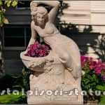 Statuetă jardinieră flori, galben patinat, model J12.