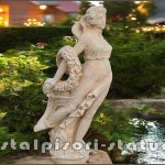 Statuetă domnița cu flori, galben antichizat, model S50.