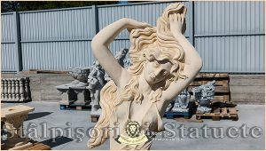 Statuetă Venus cu părul lung, galben patinat, model S71.