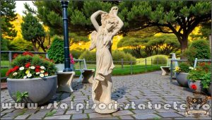 Statuetă Venus cu părul lung, galben patinat, model S71.