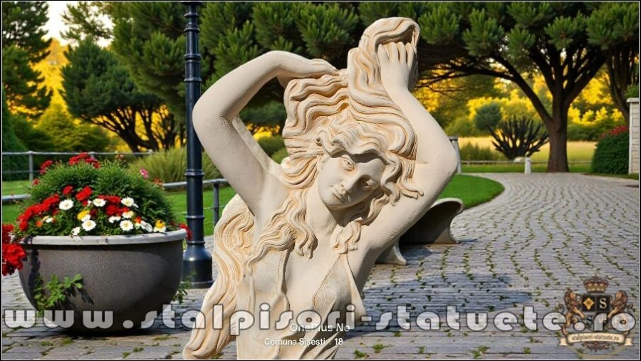 Statuetă Venus cu părul lung, galben patinat, model S71. (2)