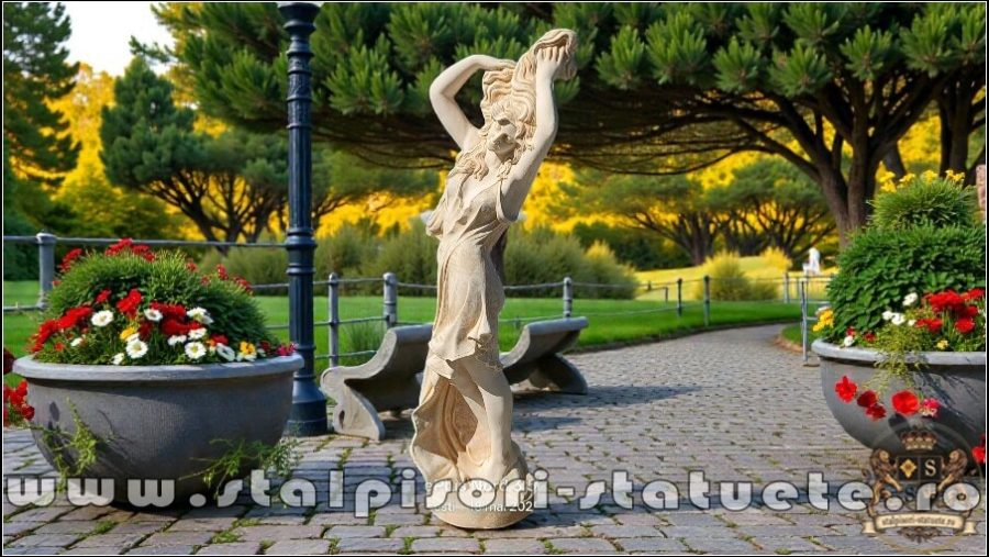 Statuetă Venus cu părul lung, galben patinat, model S71. (3)