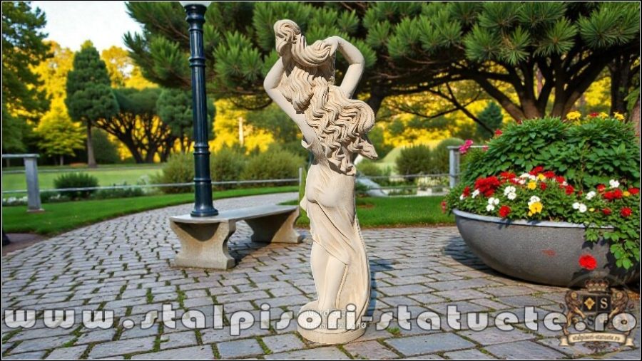 Statuetă Venus cu părul lung, galben patinat, model S71. (4)