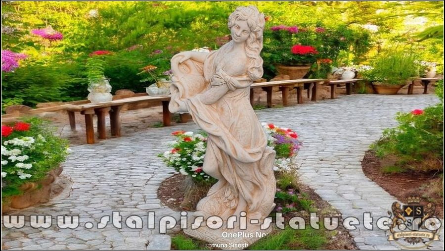 Statuetă domnița cu ulcea, galben patinat, model S16. (1)