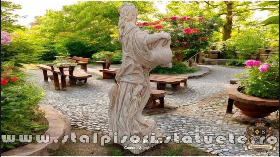 Statuetă domnița cu ulcea, galben patinat, model S16. (4)