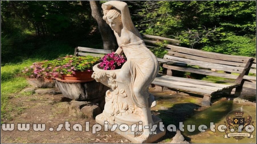 Statuetă jardinieră flori, galben patinat, model J12. (4)