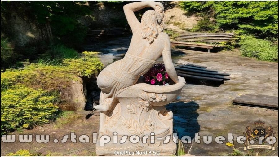 Statuetă jardinieră flori, galben patinat, model J12. (5)