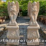 Set doi îngerași cu soclu, galben antichizat, model S27-S59.