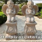 Set doi îngerași cu soclu, galben antichizat, model S4-S27.