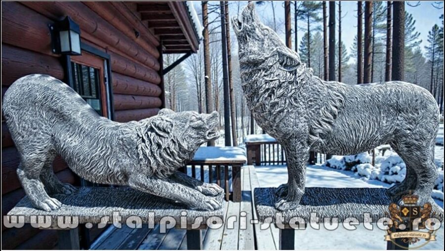 Set pereche lupi mari, gri antichizat, model S95-S96. (1)