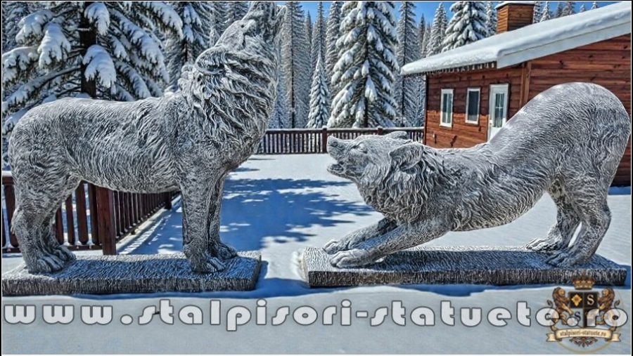 Set pereche lupi mari, gri antichizat, model S95-S96. (2)