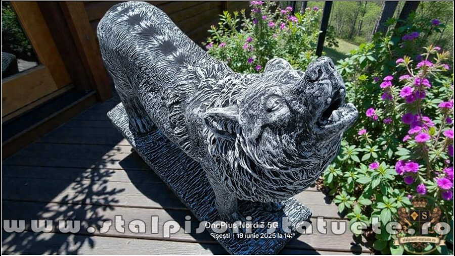 Statuetă lup mare în picioare, gri patinat, model S95. (5)