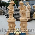 Set doi grădinari cu socluri, galben patinat, model S92-S27.