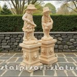 Set doi grădinari cu socluri, galben patinat, model S92-S27.