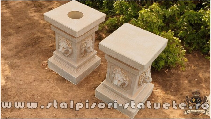 Soclu, stativ, cap de leu, galben patinat, model S84. (5)