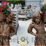 Statuete copii cu coșulețe, arămiu antichizat, model J3,J4.