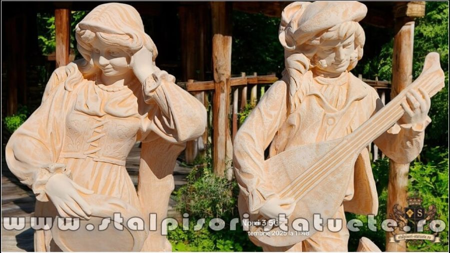 Set statuete muzicanți, galben patinat, model S69. (2)