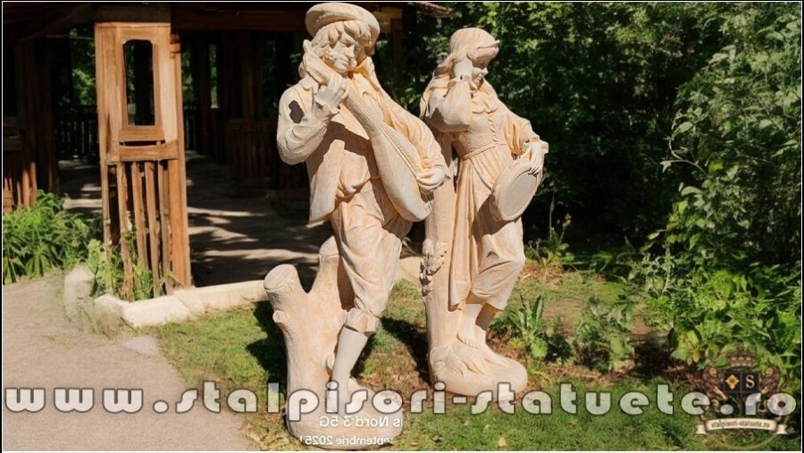 Set statuete muzicanți, galben patinat, model S69. (3)