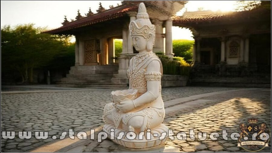 Statuetă Buddha Kwan Yin, galben antichizat, model S8. (3)