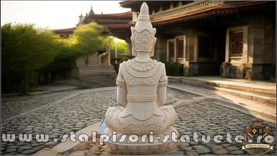 Statuetă Buddha Kwan Yin, galben antichizat, model S8. (4)