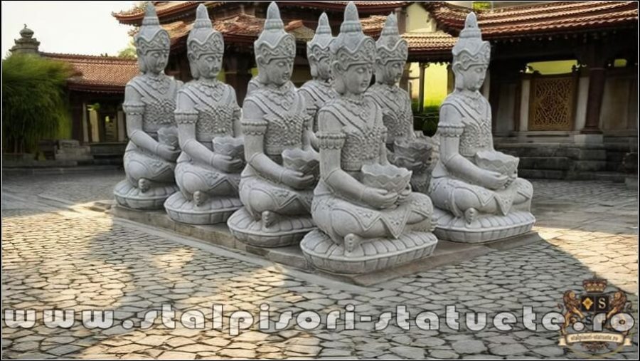 Statuetă Buddha Kwan Yin, galben antichizat, model S8. (5)