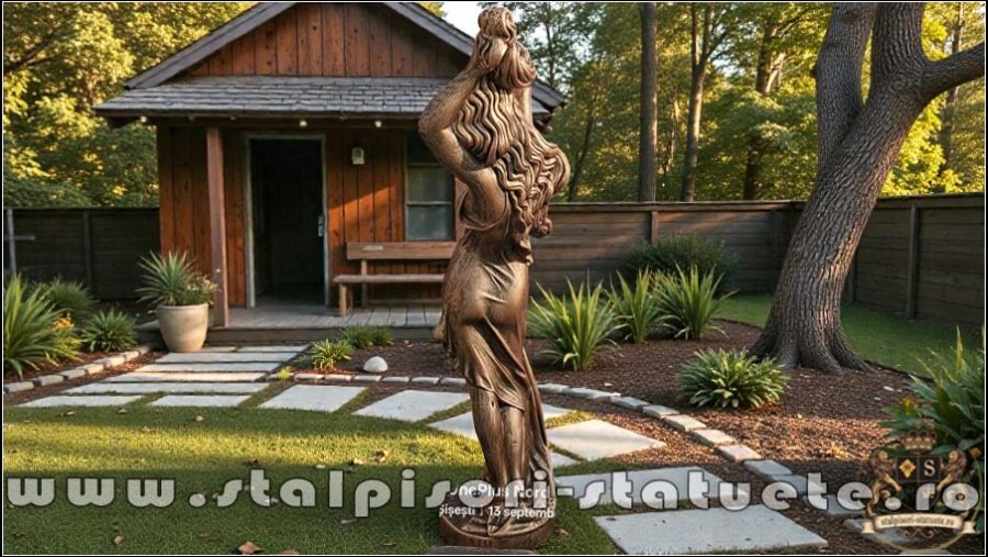 Statuetă Venus cu părul lung, arămiu patinat, model S71. (5)