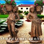 Statuete copii cu coșulețe, arămiu antichizat, model J3,J4.