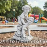 Statuetă copii la joacă, gri antichizat, model S99.