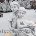 Statuetă copii cu roabă, gri antichizat, model S98.