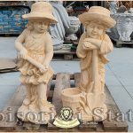 Set două statuete grădinari, galben patinat, model S90.