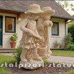 Set două statuete grădinari, galben patinat, model S90.