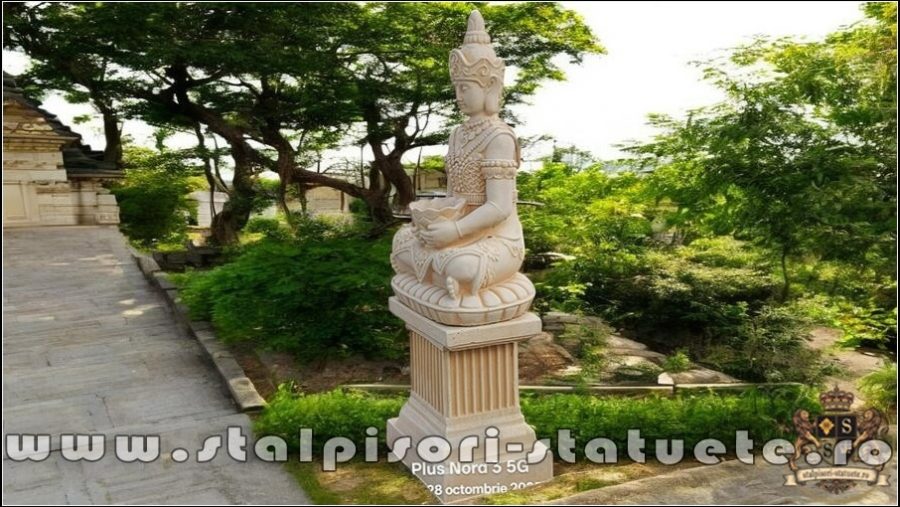 Statuetă Buddha Kwan Yin, galben antichizat, model S8 (2). (3)