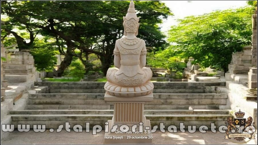 Statuetă Buddha Kwan Yin, galben antichizat, model S8 (2). (4)