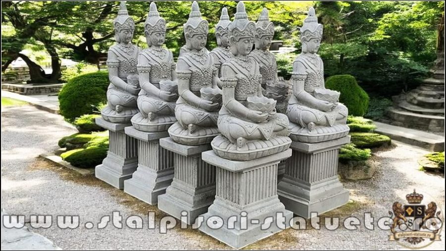 Statuetă Buddha Kwan Yin, galben antichizat, model S8 (2). (5)