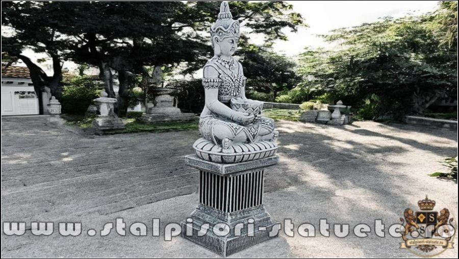 Statuetă Buddha Kwan Yin, gri antichizat, model S8 (2). (2)