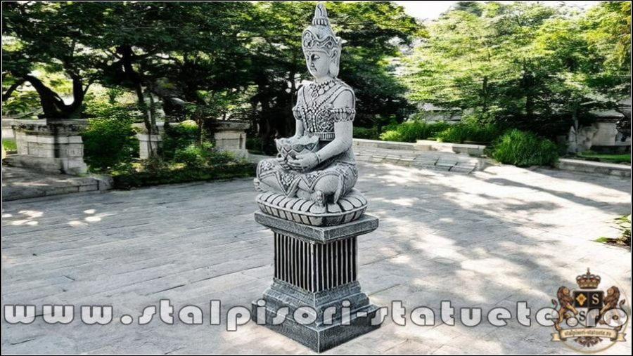 Statuetă Buddha Kwan Yin, gri antichizat, model S8 (2). (3)