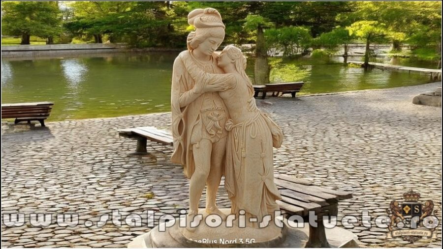 Statuetă Romeo și Julieta, galben patinat, model S55. (1)