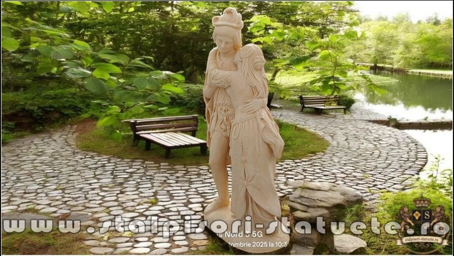 Statuetă Romeo și Julieta, galben patinat, model S55. (4)
