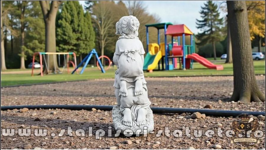 Statuetă copii la joacă, gri antichizat, model S99. (5)