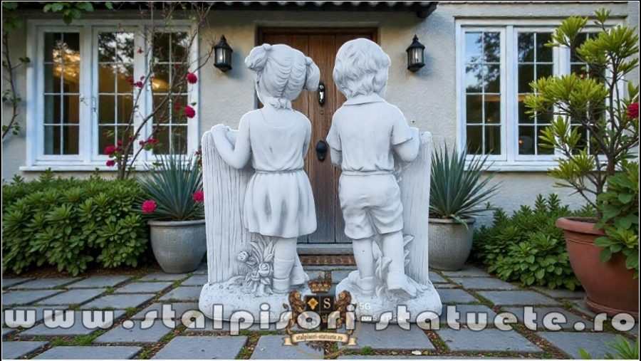 Statuetă set copii welcome, gri antichizat, model S100. (5)