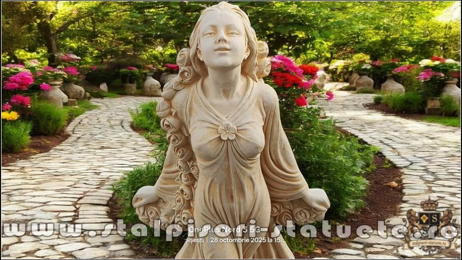 Statuetă zeiţa Flora, galben patinat, model S5. (1)