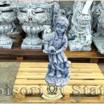 Fetiţa cu ulcea și cățel, gri patinat, model S104.